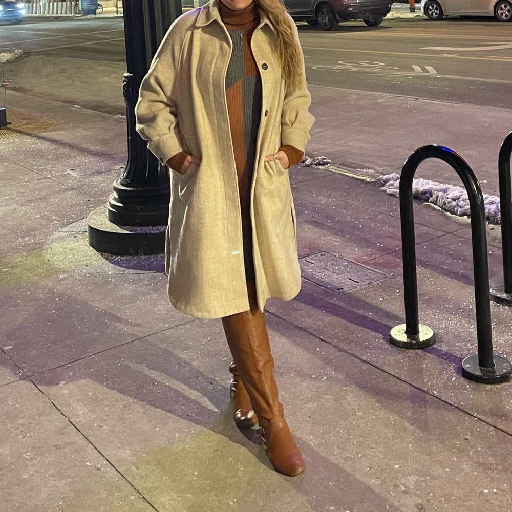 Doe & Rae Colorblock Turtleneck Sweater Dress